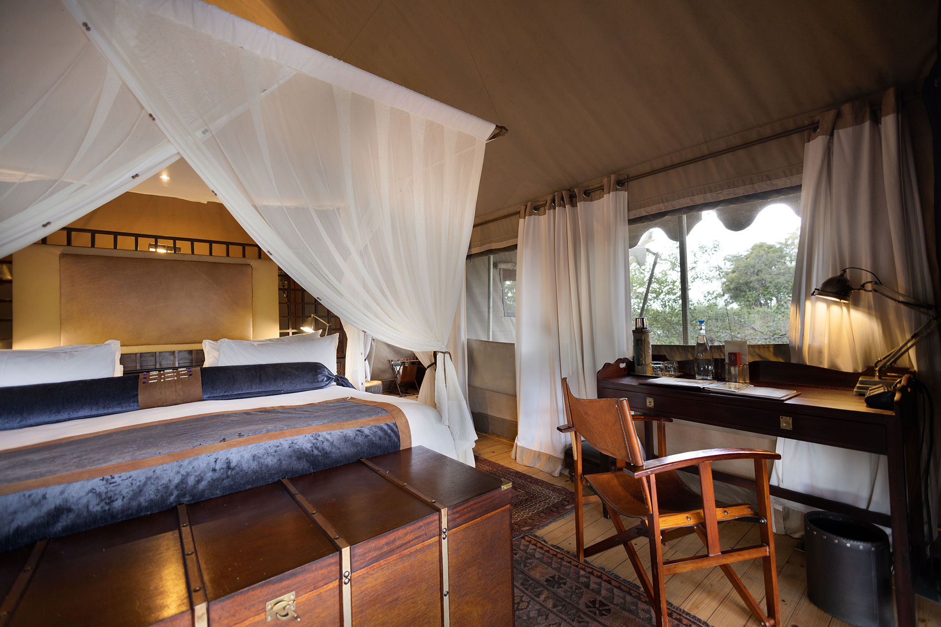 Guest tent bedroom at Duba Explorers Camp