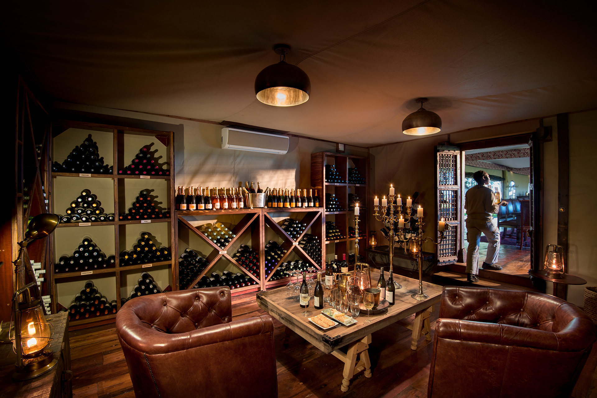 Wine room at Duba Plains Camp