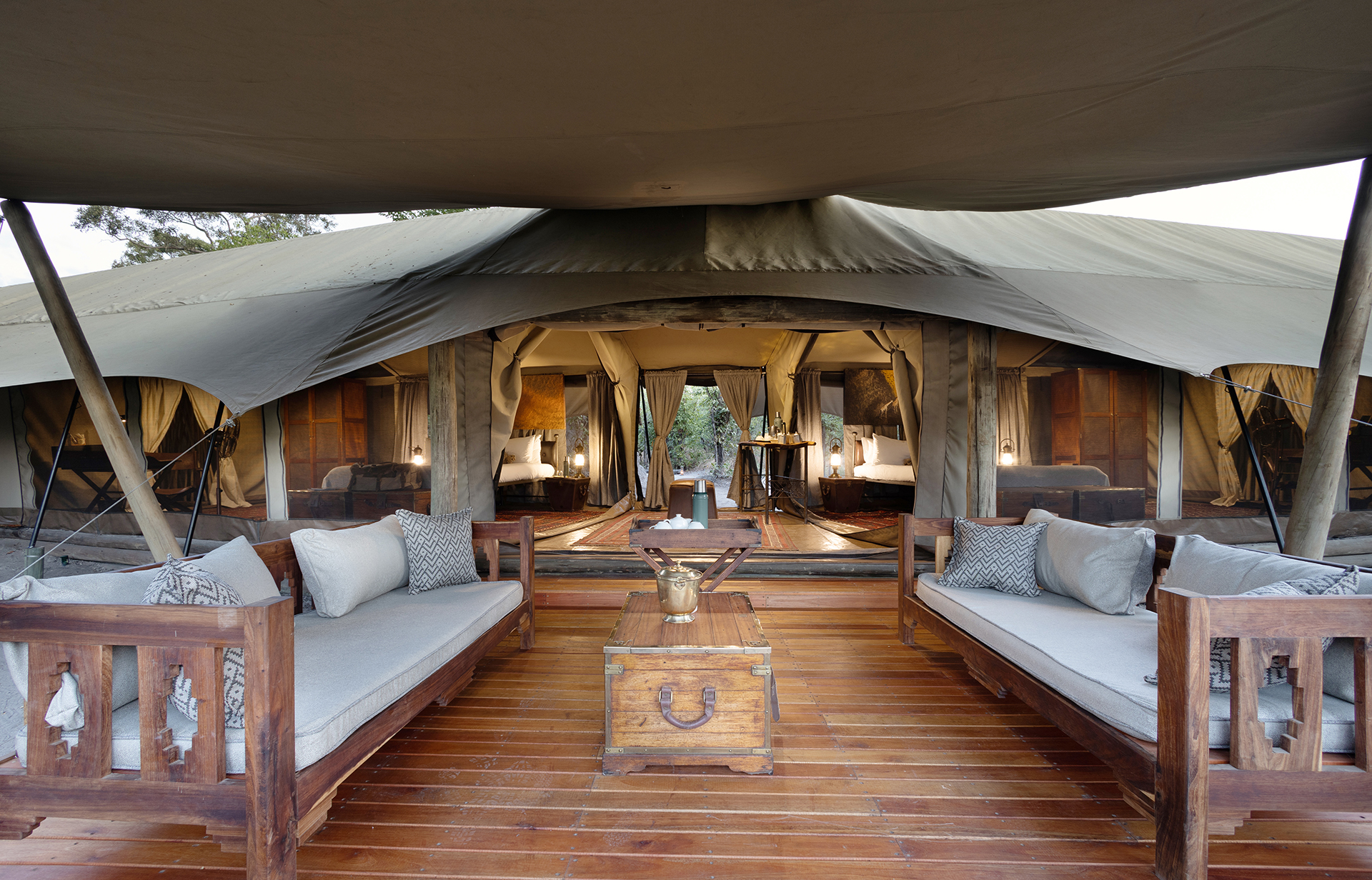 Family tent veranda at Selinda Explorers Camp