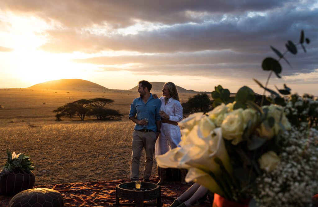 Great Plains Bush Weddings couple in the sunset